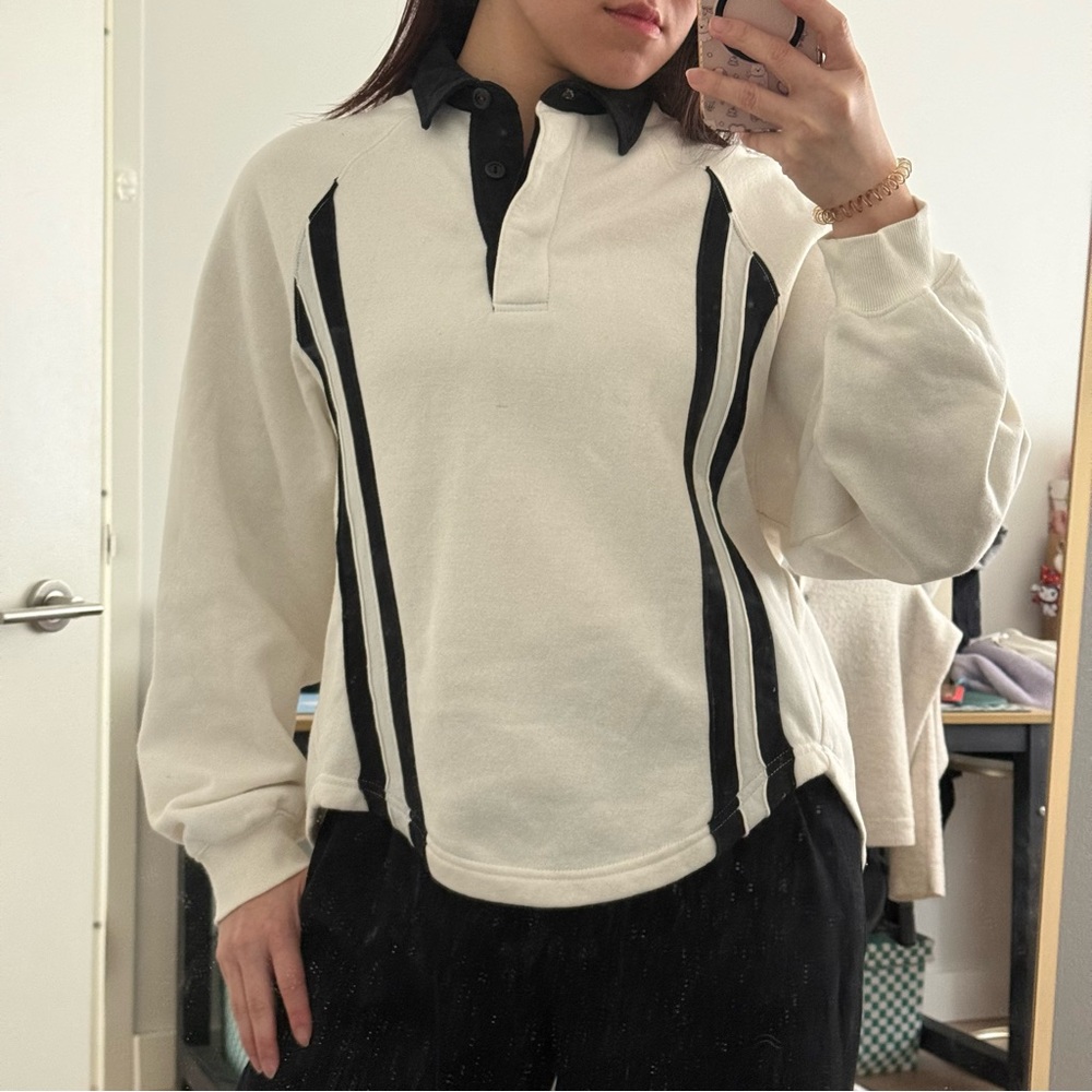 urban outfitters collared sweater/ BDG Hailey Henley Sweatshirt in White
